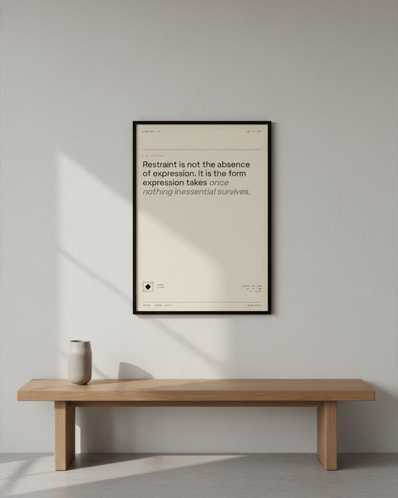 Restraint Minimalist Typography Poster
