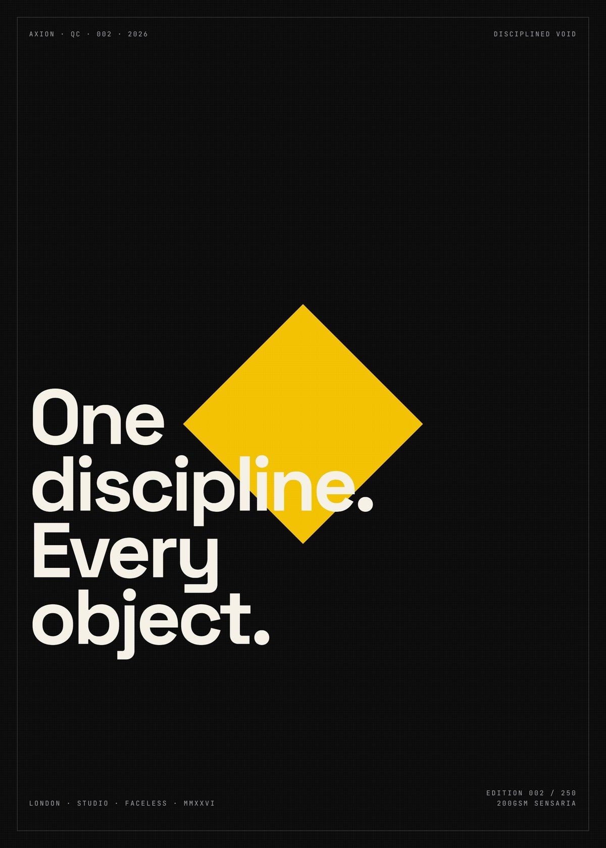 Discipline Minimalist Art Print — Negative Space Typographic Poster, Dark Monochrome Wall Art, Office Decor — construction blueprint