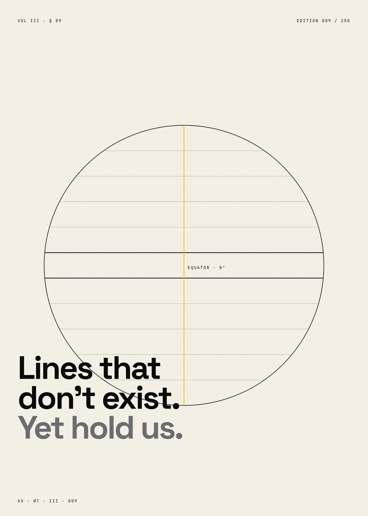 Latitude Lines Art Print — Minimalist Globe Diagram, Celestial Astronomy Poster, Geography Decor Gift — construction blueprint