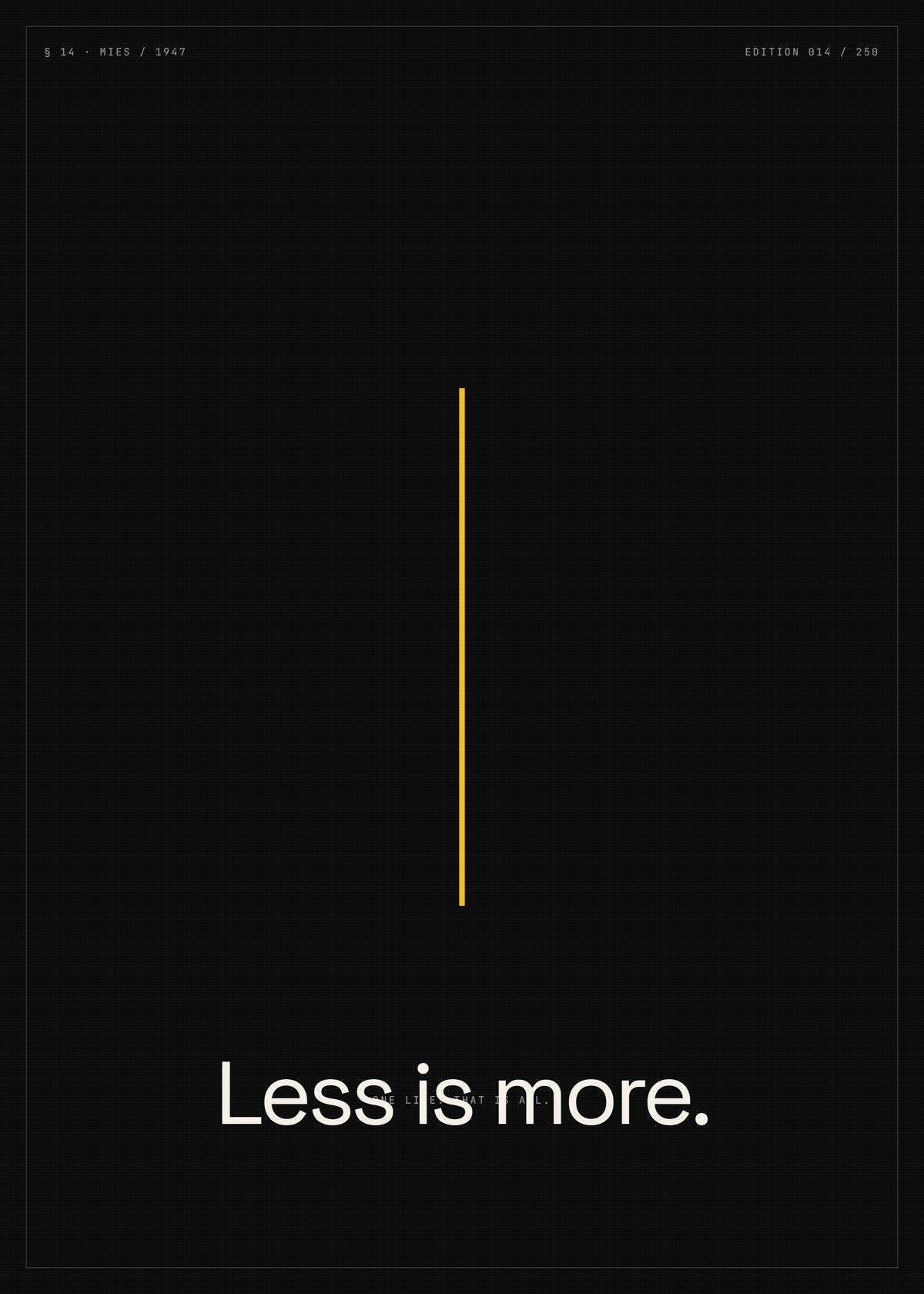 Less Is More Minimalist Typography Poster — Bauhaus Wall Art, Mies van der Rohe Print, Design Lover Gift — construction blueprint