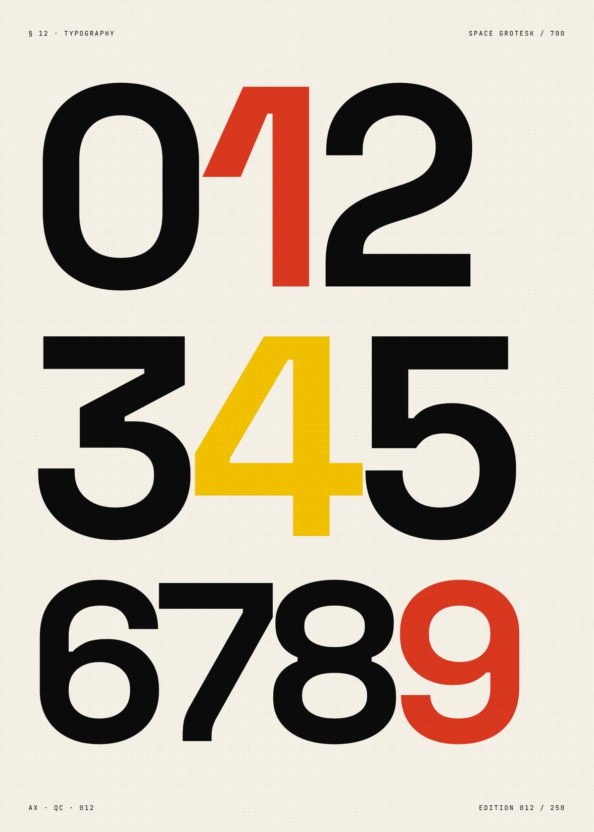 Typographic Numerals Minimalist Poster — Number Art Print, Monochrome Wall Art, Modern Office Home Decor — construction blueprint