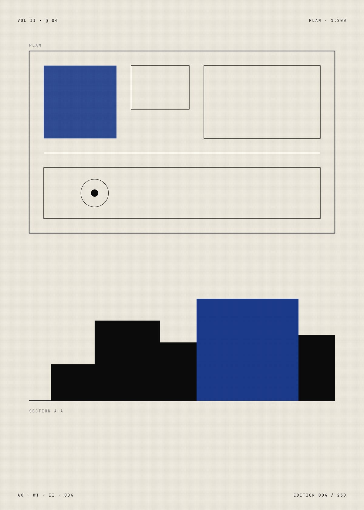Architectural Plan Section Print — Blueprint Brutalist Wall Art, Minimalist Architecture Poster, Architect Gift — construction blueprint