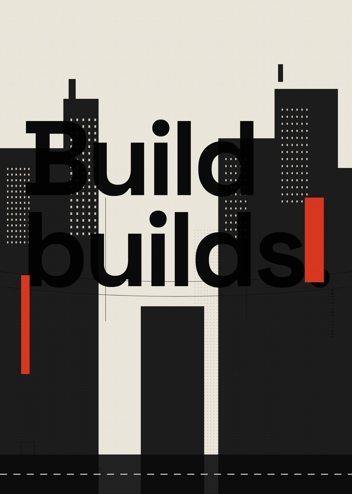Women in Tech Minimalist Poster — She Builds Typographic Wall Art, Dark Monochrome Print, Gift for Her — construction blueprint