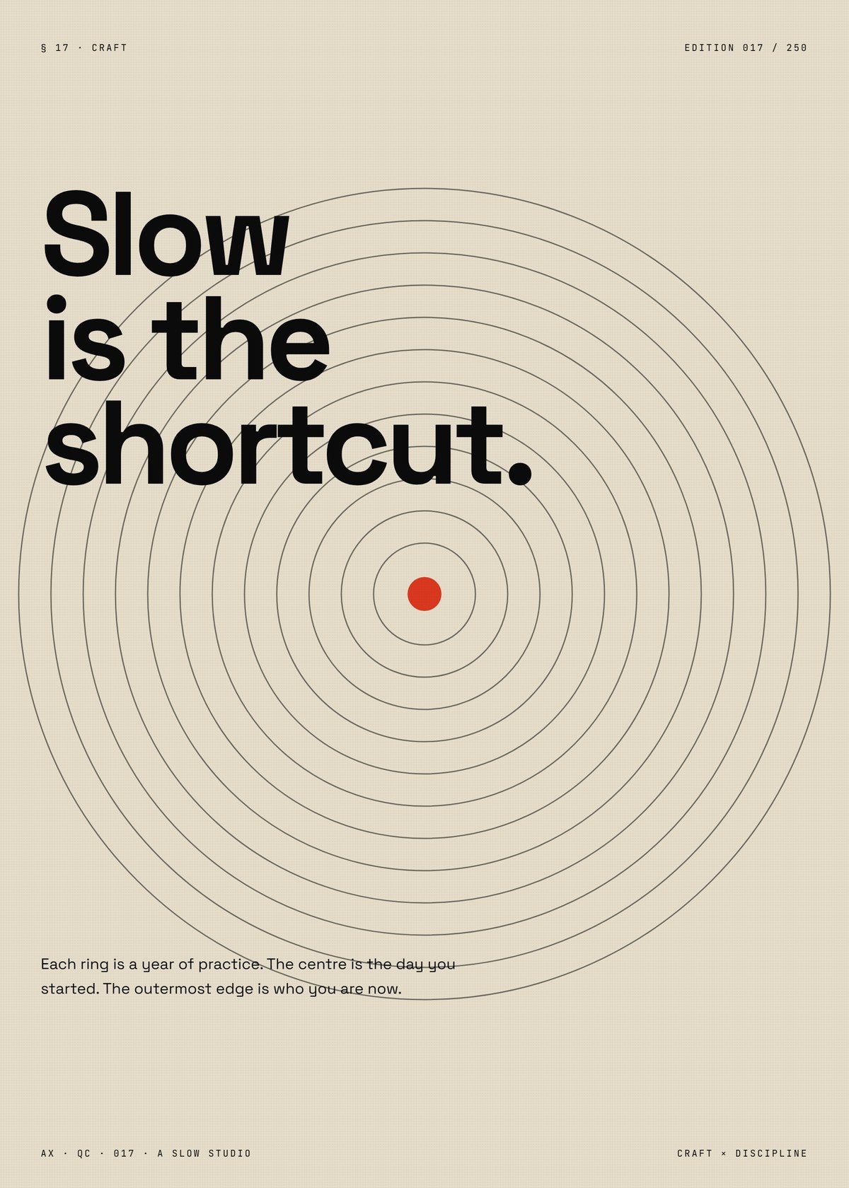 Slow Work Minimalist Typographic Poster — Craft Ethos Wall Art, Monochrome Print, Home Office Desk Decor — construction blueprint
