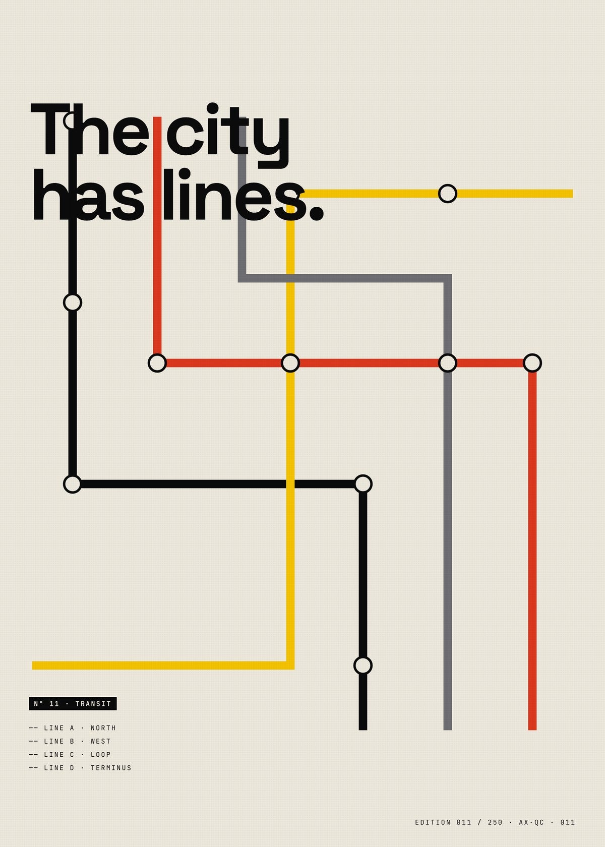 Subway Map Minimalist Art Print — Transit Line Monochrome Poster, Abstract Geometric Wall Art, Office Decor — construction blueprint