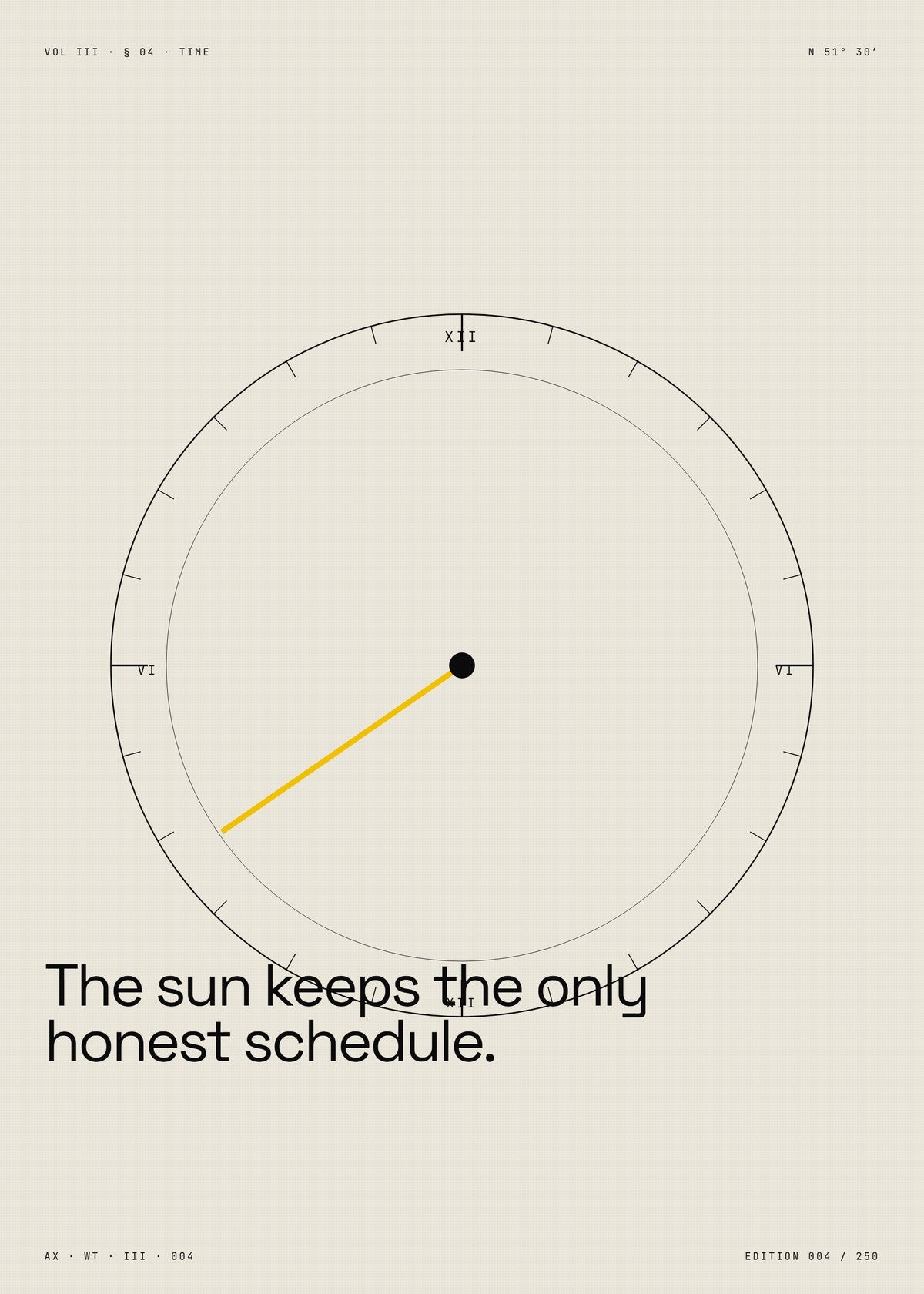 Sundial Art Print — Minimalist Astronomy Poster, Time and Shadow Wall Art, Science Decor Gift for Him — construction blueprint
