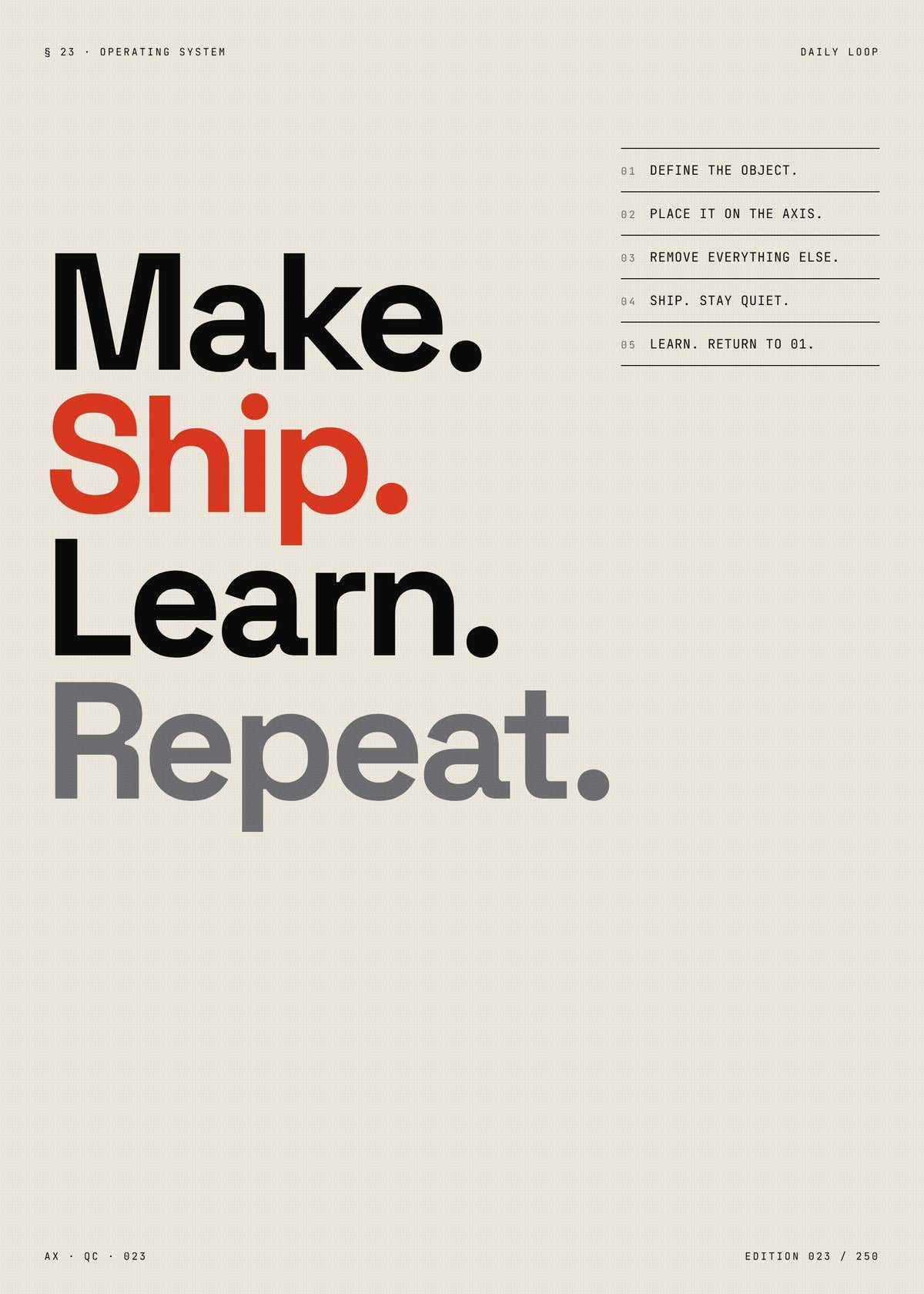 Make Ship Learn Typographic Poster — Make Ship Learn Wall Art, Developer Maker Print, Office Desk Decor — construction blueprint