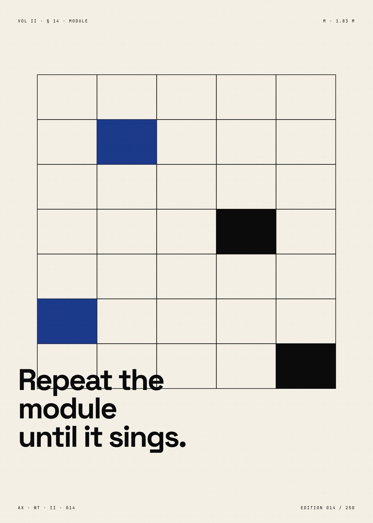 Brutalist Module Architecture Print — construction blueprint